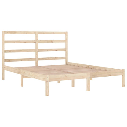 Bedframe Massief Hout Double 135 x 190 cm Naturel