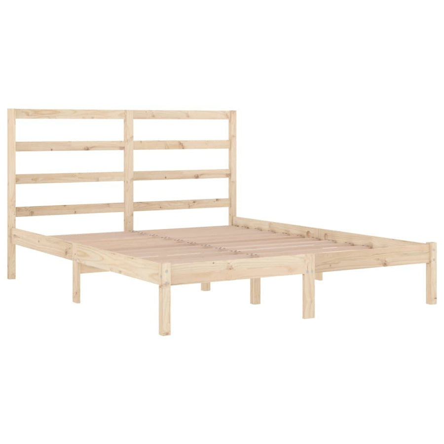 Bedframe Massief Hout Double 135 x 190 cm Naturel