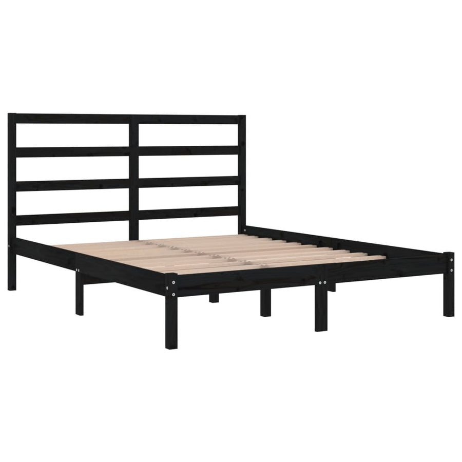 Bedframe Massief Grenenhout 140 x 190 cm Zwart