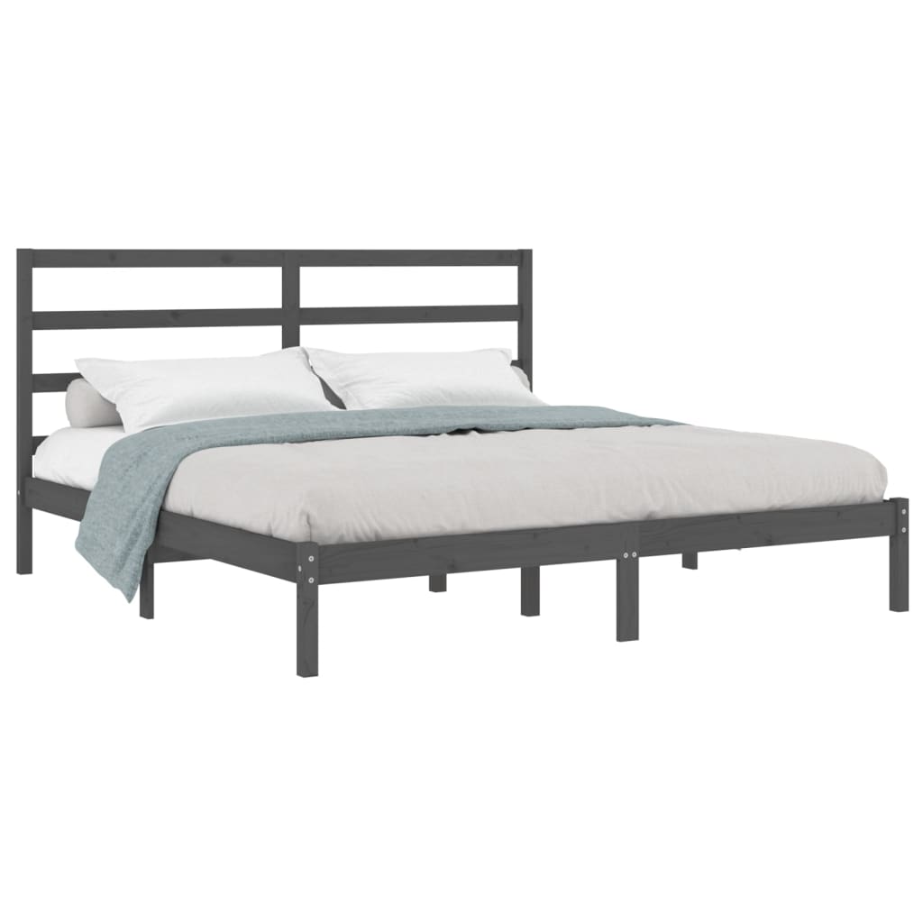 Bedframe Massief Grenenhout 200 x 200 cm Grijs