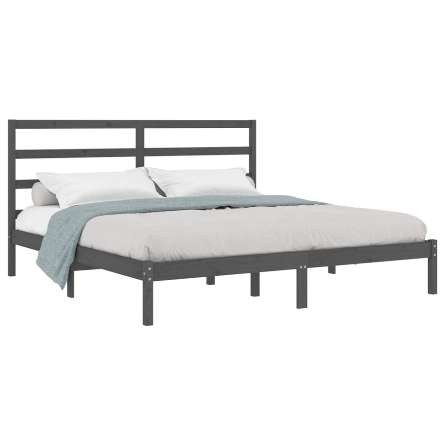 Bedframe Massief Grenenhout 200 x 200 cm Grijs