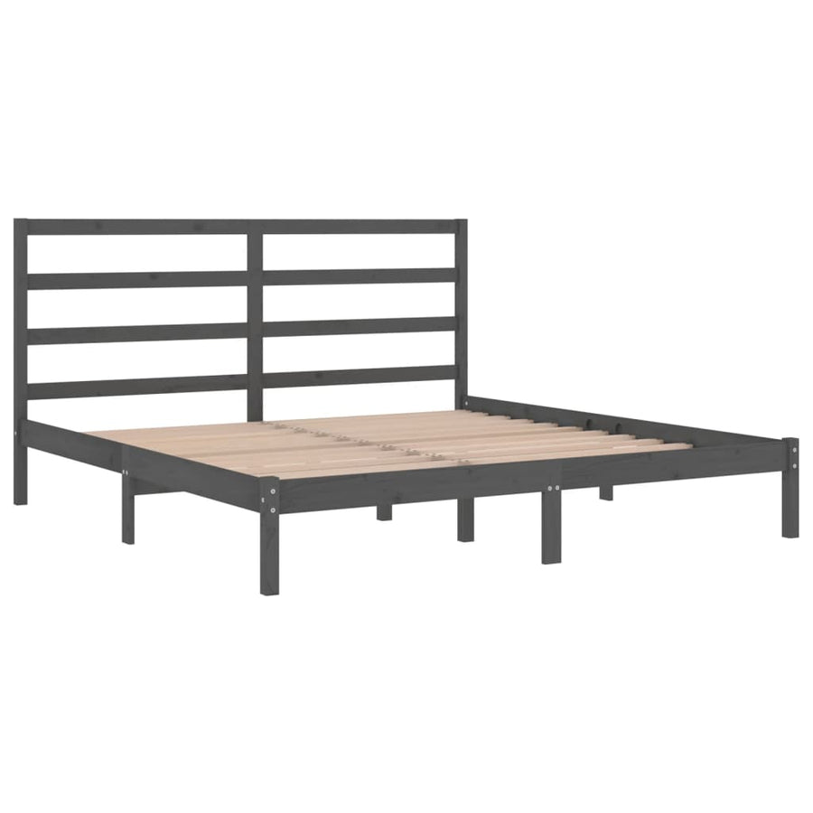 Bedframe Massief Grenenhout 200 x 200 cm Grijs