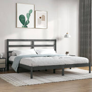 Bedframe massief grenenhout grijs 200x200 cm