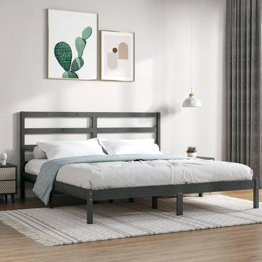 Bedframe Massief Grenenhout 200 x 200 cm Grijs