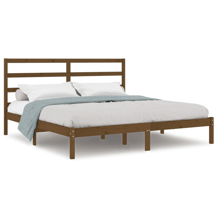 Bedframe Massief Grenenhout 200 x 200 cm Honingbruin