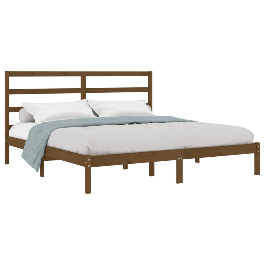 Bedframe Massief Grenenhout 200 x 200 cm Honingbruin