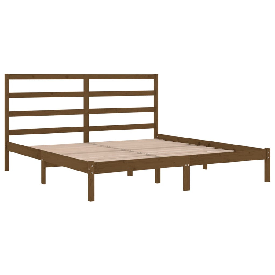 Bedframe Massief Grenenhout 200 x 200 cm Honingbruin
