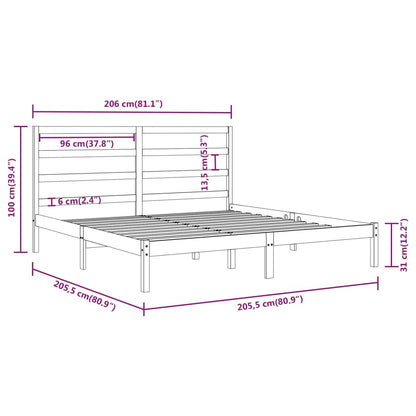 Bedframe Massief Grenenhout 200 x 200 cm Honingbruin