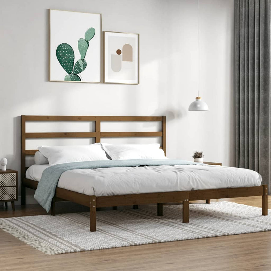 Bedframe Massief Grenenhout 200 x 200 cm Honingbruin