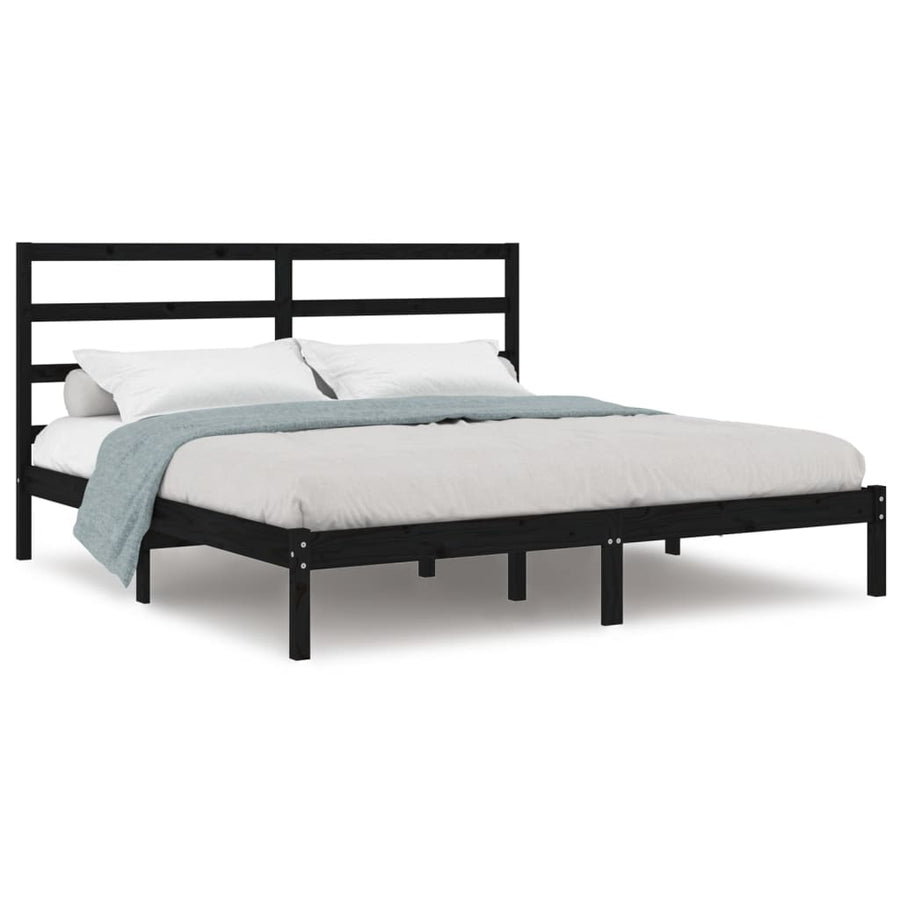 Bedframe Massief Grenenhout 200 x 200 cm Zwart