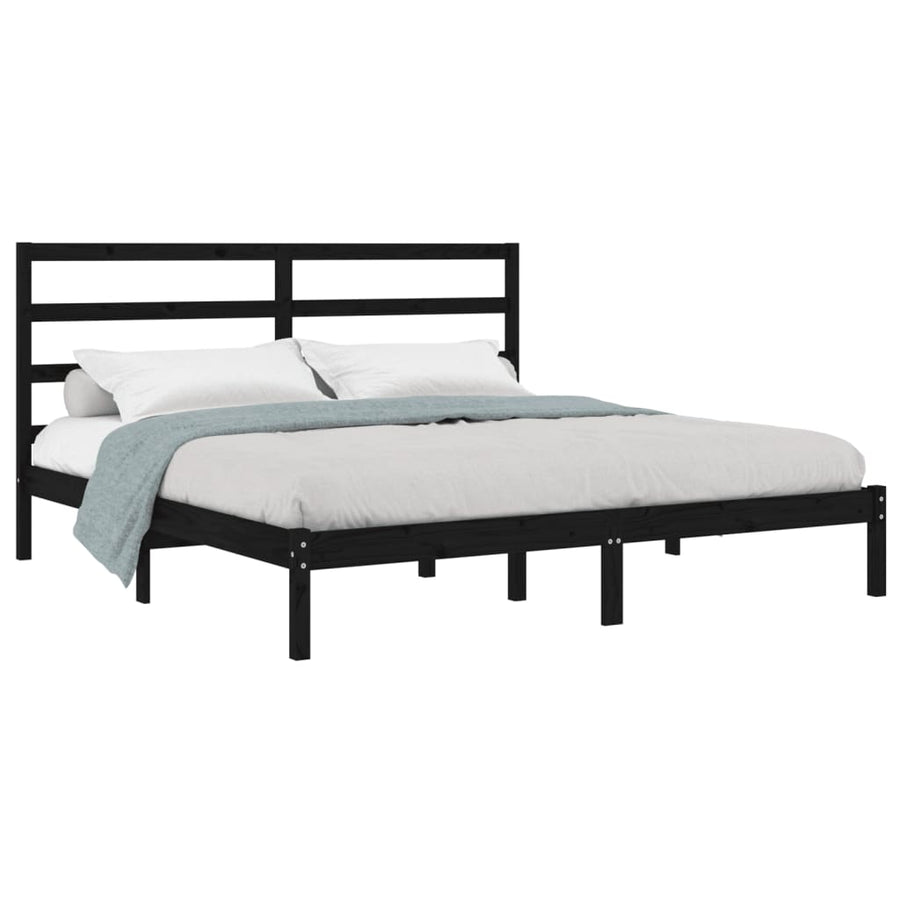 Bedframe Massief Grenenhout 200 x 200 cm Zwart