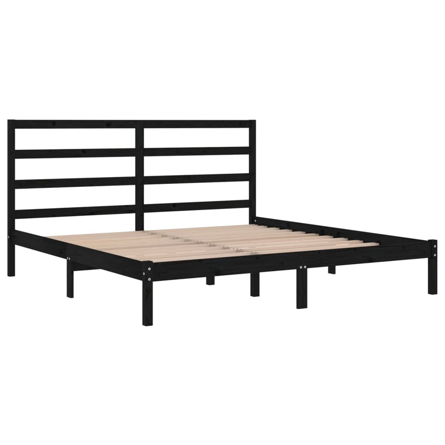 Bedframe Massief Grenenhout 200 x 200 cm Zwart