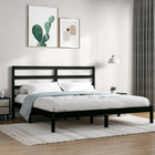 Solid pine bed frame black 200x200 cm