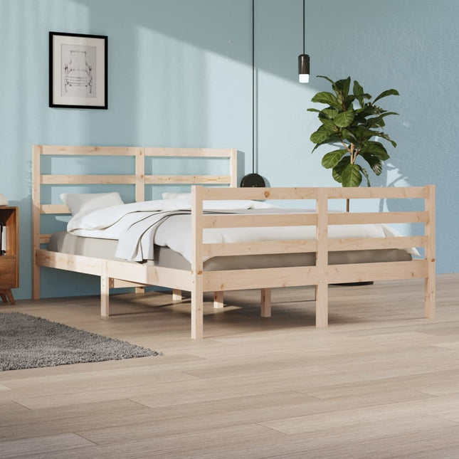 Bedframe massief grenenhout 140x200 cm 140 x 200 cm Naturel