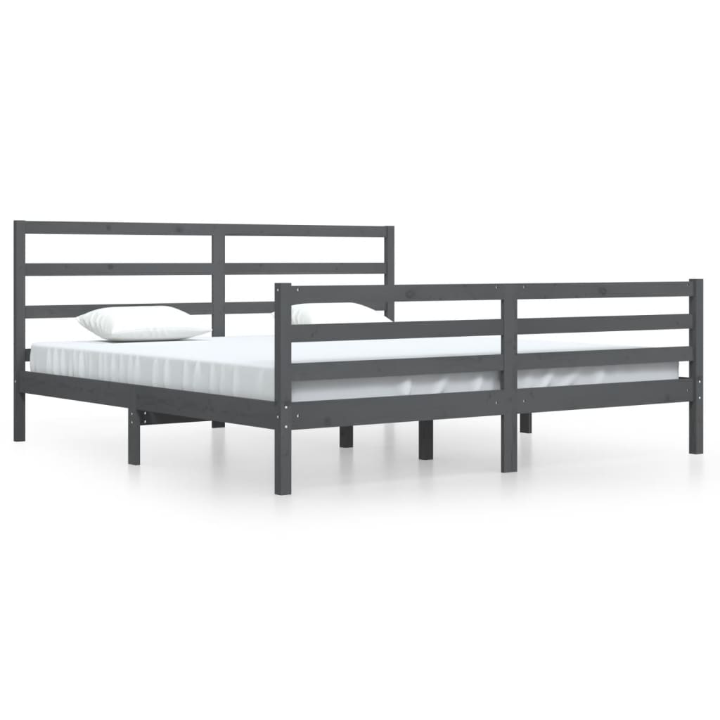 Bedframe Massief Grenenhout 200 x 200 cm Grijs
