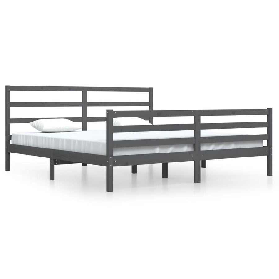 Bedframe Massief Grenenhout 200 x 200 cm Grijs