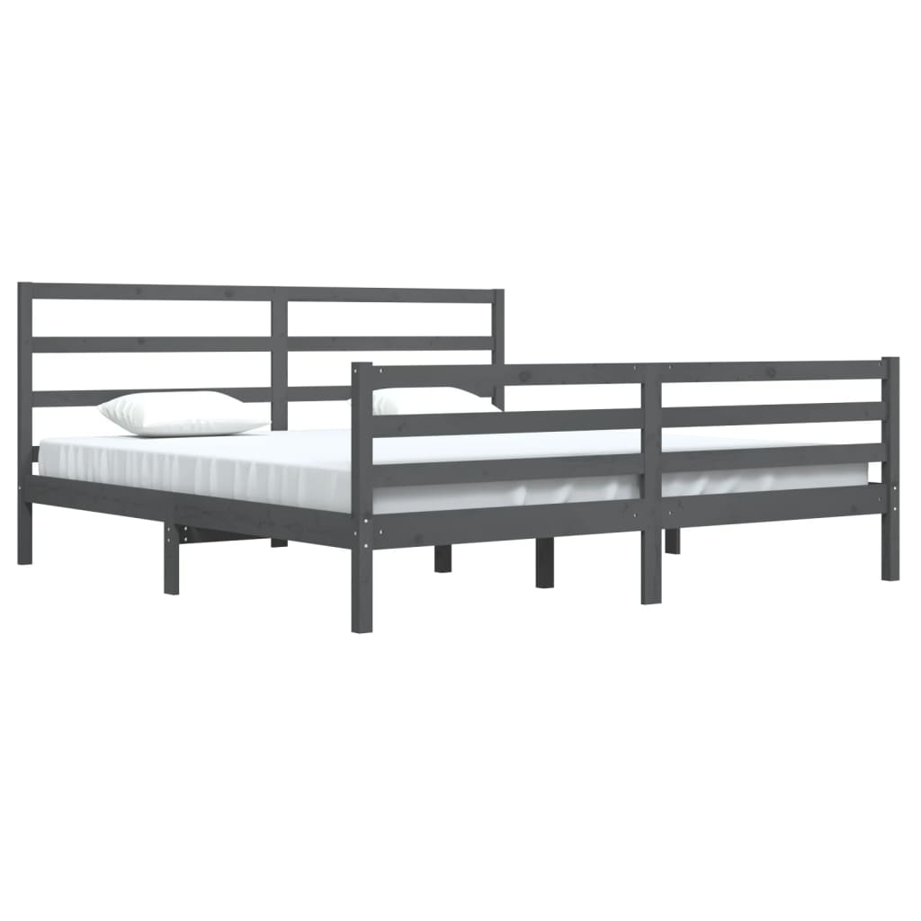 Bedframe Massief Grenenhout 200 x 200 cm Grijs