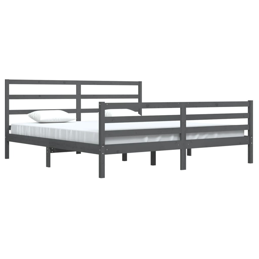 Bedframe Massief Grenenhout 200 x 200 cm Grijs