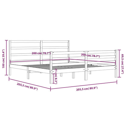 Bedframe Massief Grenenhout 200 x 200 cm Grijs