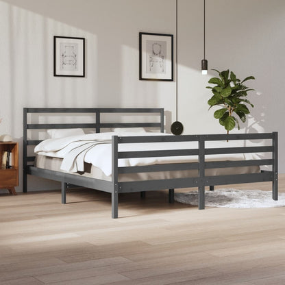Bedframe Massief Grenenhout 200 x 200 cm Grijs