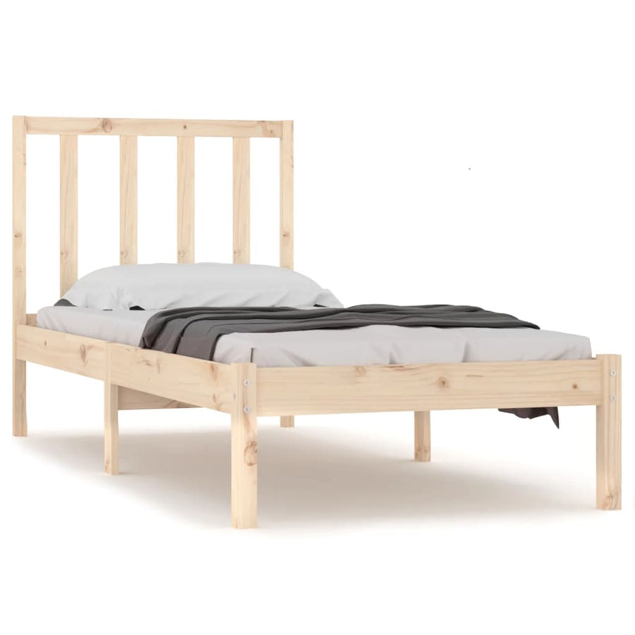 Bedframe massief grenenhout zwart 75x190 cm 75 x 190 cm Naturel