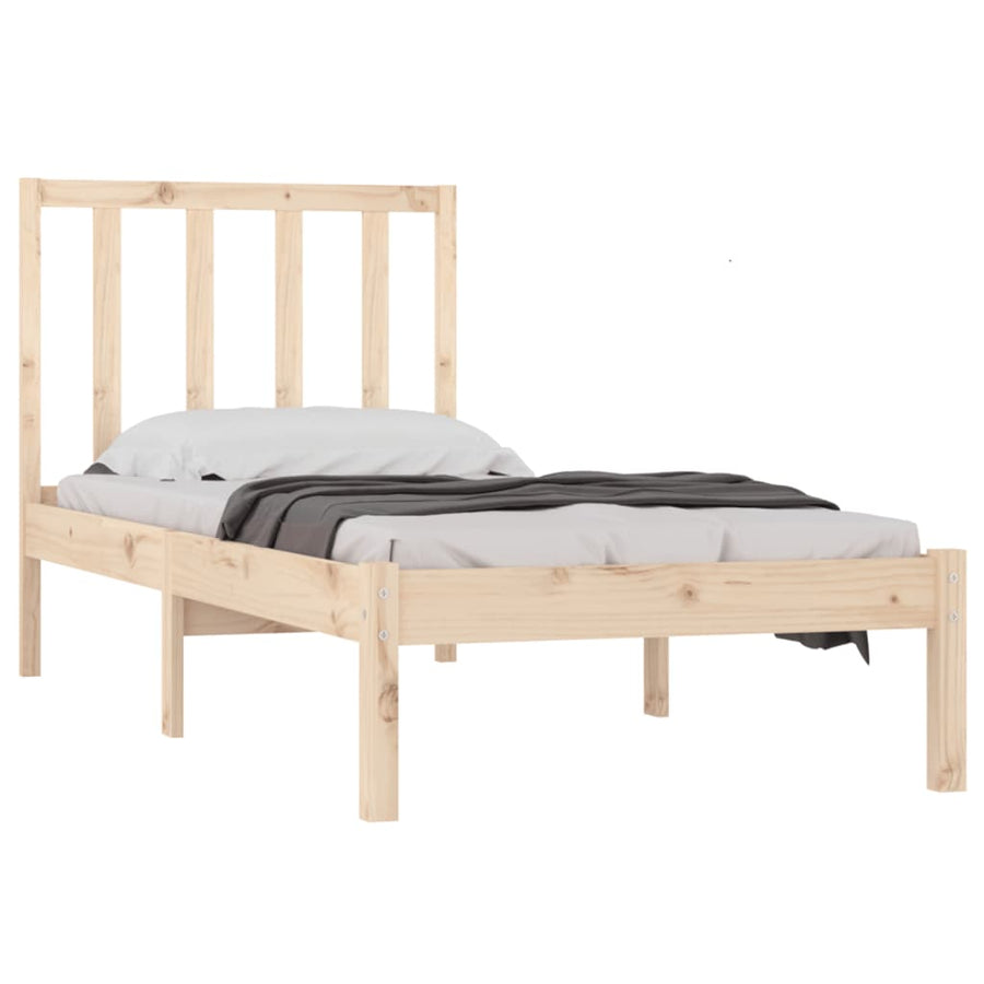 Bedframe massief grenenhout zwart 75x190 cm 75 x 190 cm Naturel