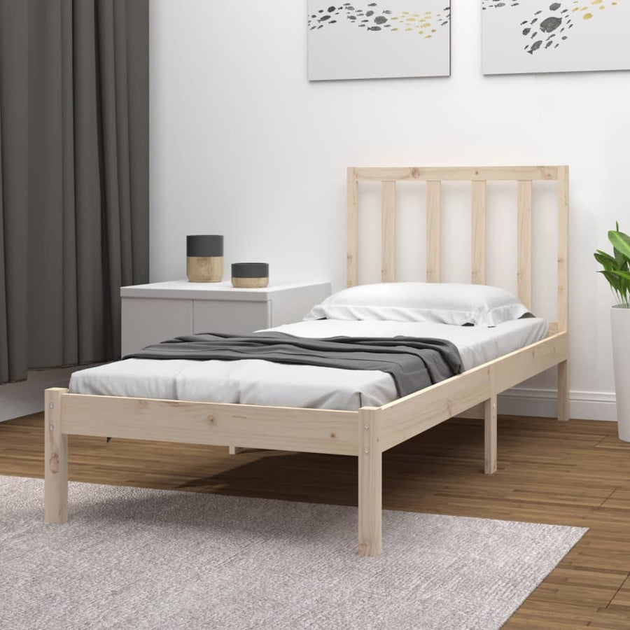 Bedframe massief grenenhout zwart 75x190 cm 75 x 190 cm Naturel