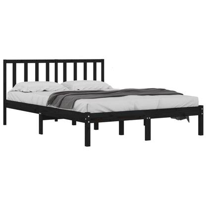 Bedframe Massief Grenenhout 140 x 190 cm Zwart