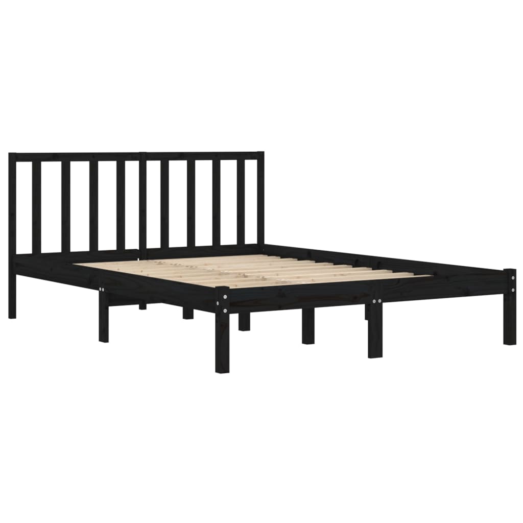 Bedframe Massief Grenenhout 140 x 190 cm Zwart