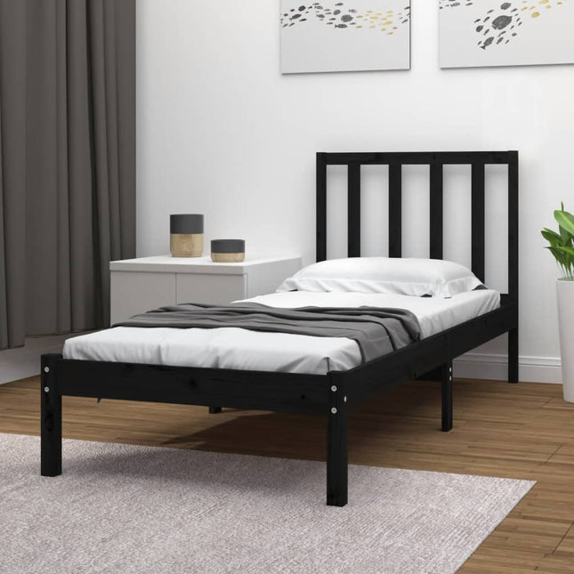 Bedframe Massief Grenenhout 100 x 200 cm Zwart