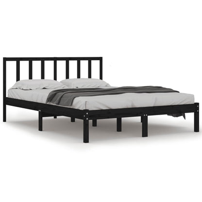 Bedframe Massief Grenenhout 5Ft King Size 150 x 200 cm Zwart