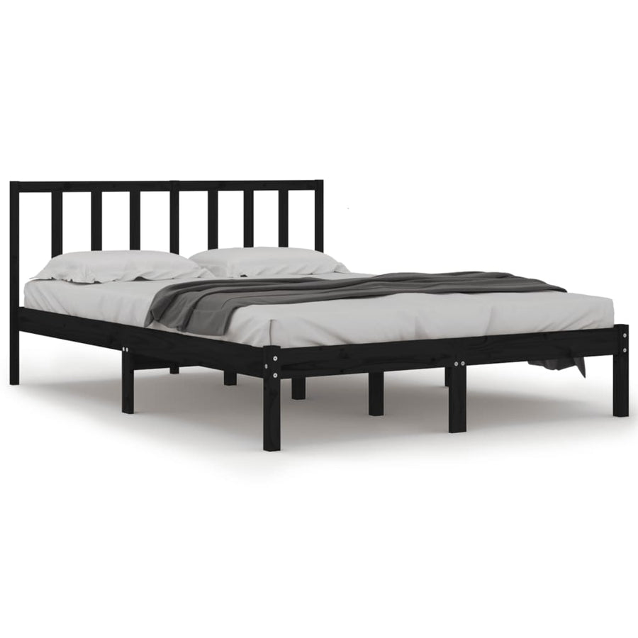 Bedframe Massief Grenenhout 5Ft King Size 150 x 200 cm Zwart