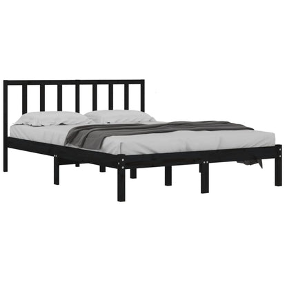 Bedframe Massief Grenenhout 5Ft King Size 150 x 200 cm Zwart