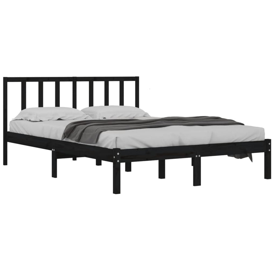 Bedframe Massief Grenenhout 5Ft King Size 150 x 200 cm Zwart