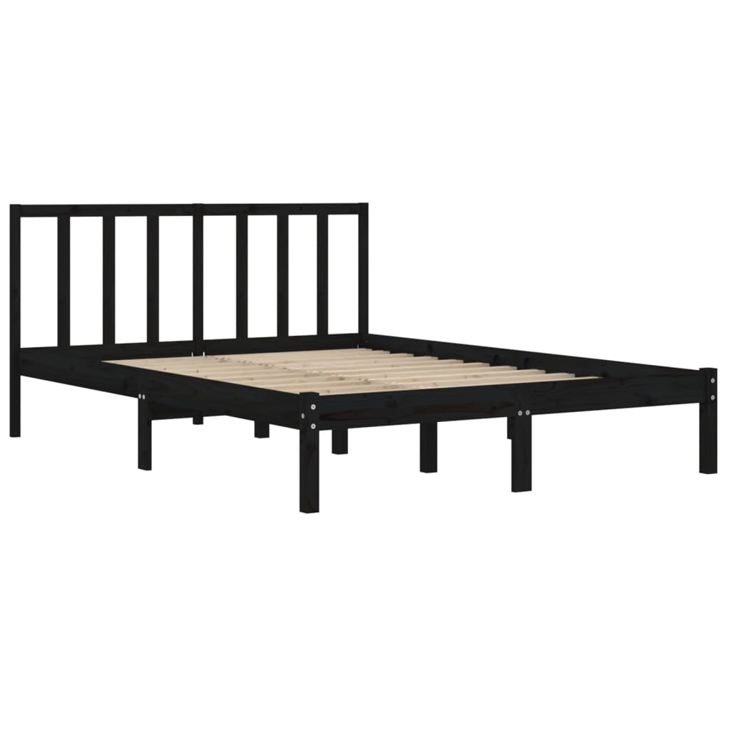 Bedframe Massief Grenenhout 5Ft King Size 150 x 200 cm Zwart
