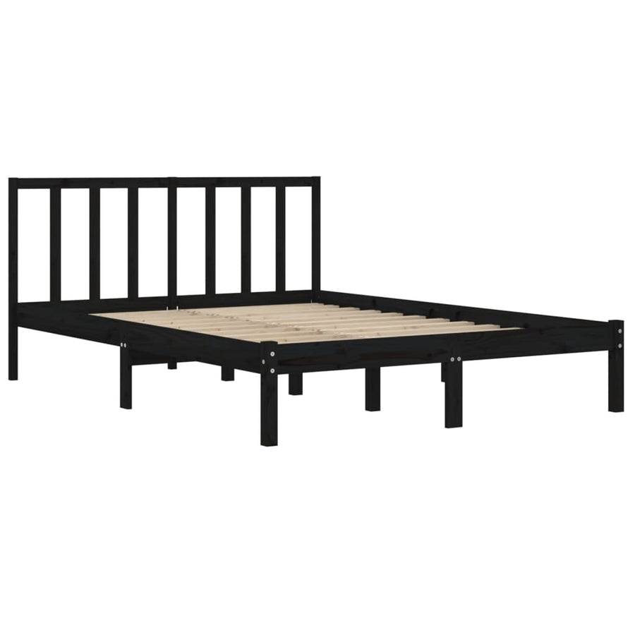 Bedframe Massief Grenenhout 5Ft King Size 150 x 200 cm Zwart