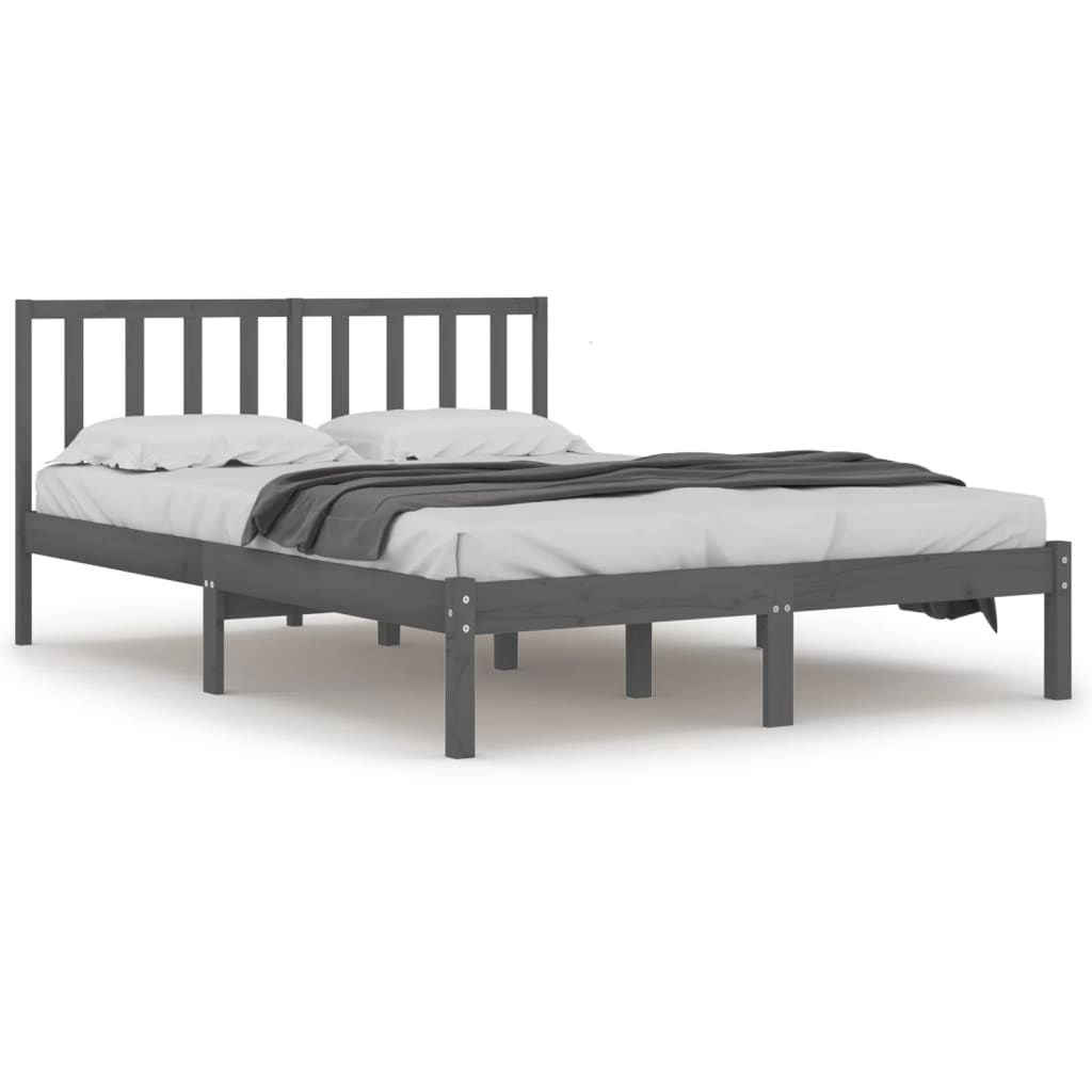 Bedframe Massief Grenenhout 200 x 200 cm Grijs