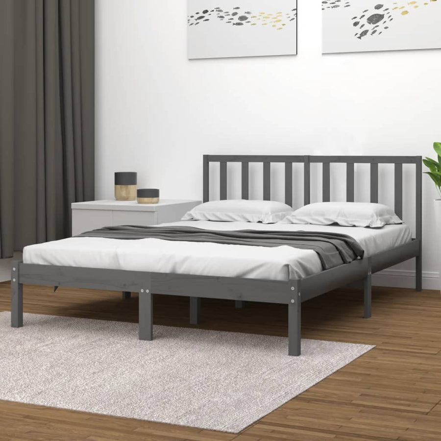 Bedframe Massief Grenenhout 200 x 200 cm Grijs