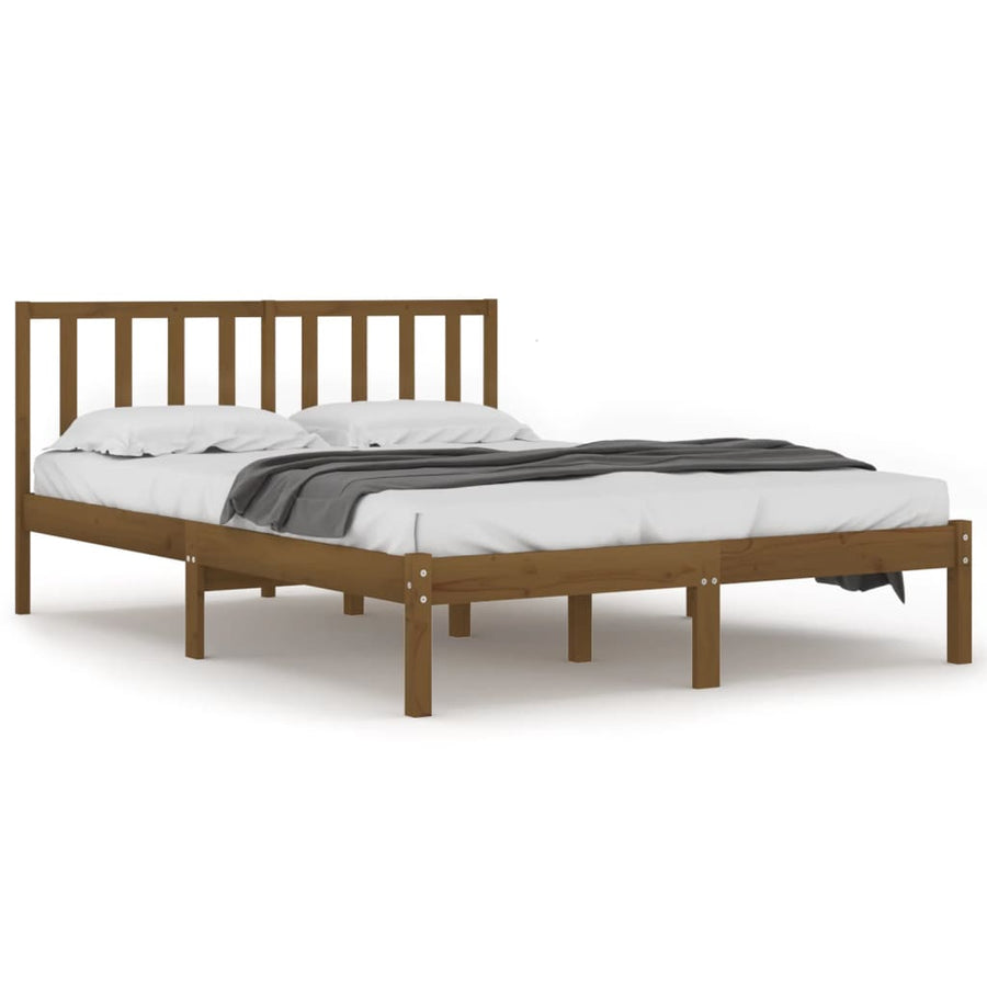 Bedframe Massief Grenenhout 200 x 200 cm Honingbruin