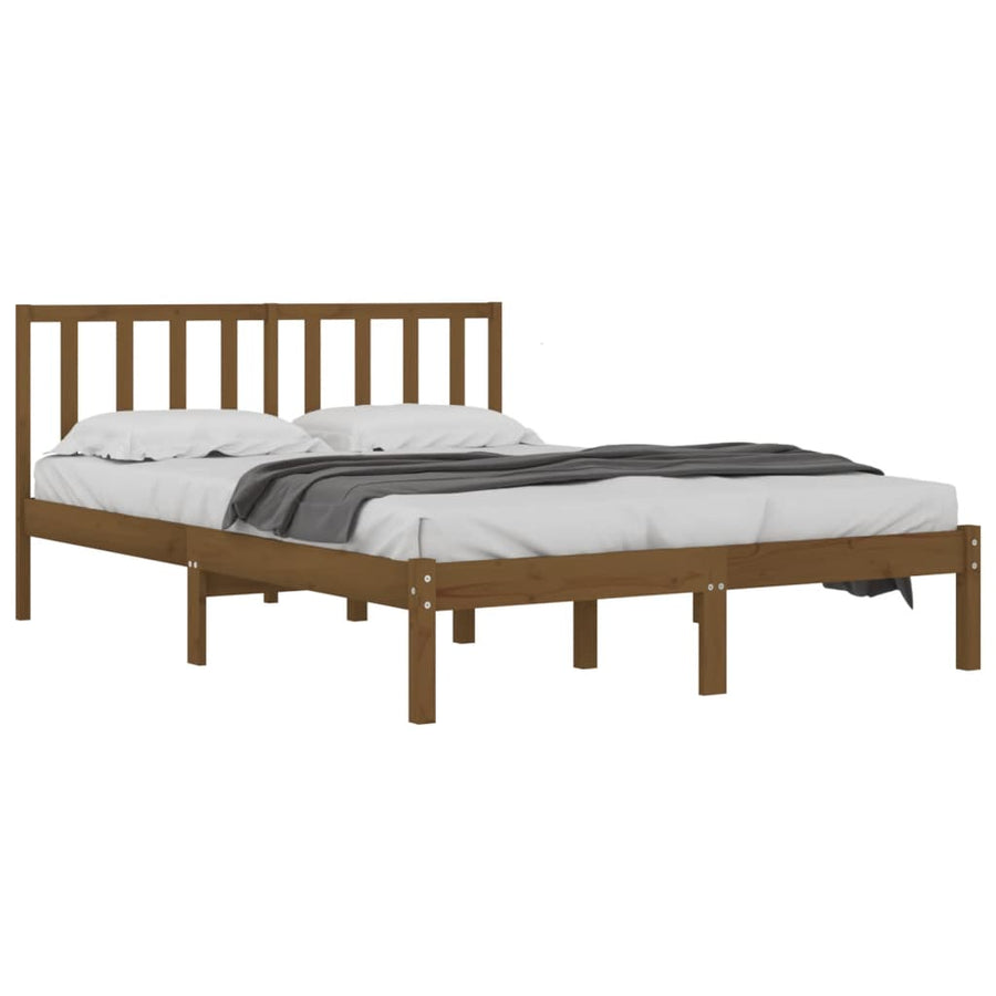 Bedframe Massief Grenenhout 200 x 200 cm Honingbruin