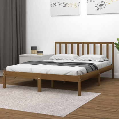 Bedframe Massief Grenenhout 200 x 200 cm Honingbruin