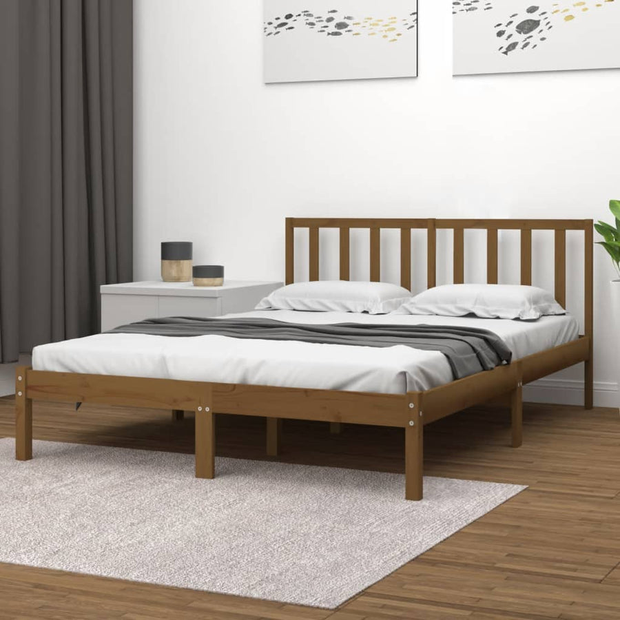 Bedframe Massief Grenenhout 200 x 200 cm Honingbruin