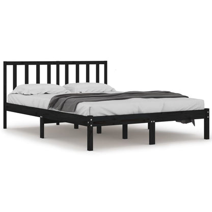 Bedframe Massief Grenenhout 200 x 200 cm Zwart