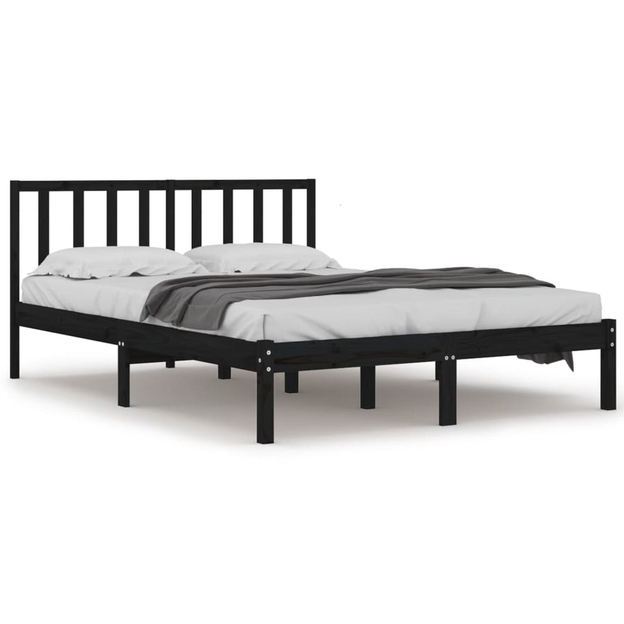 Bedframe Massief Grenenhout 200 x 200 cm Zwart