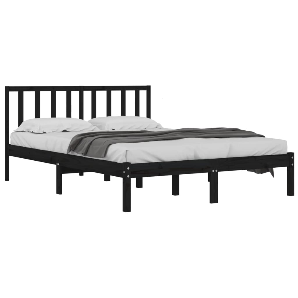Bedframe Massief Grenenhout 200 x 200 cm Zwart