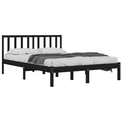 Bedframe Massief Grenenhout 200 x 200 cm Zwart
