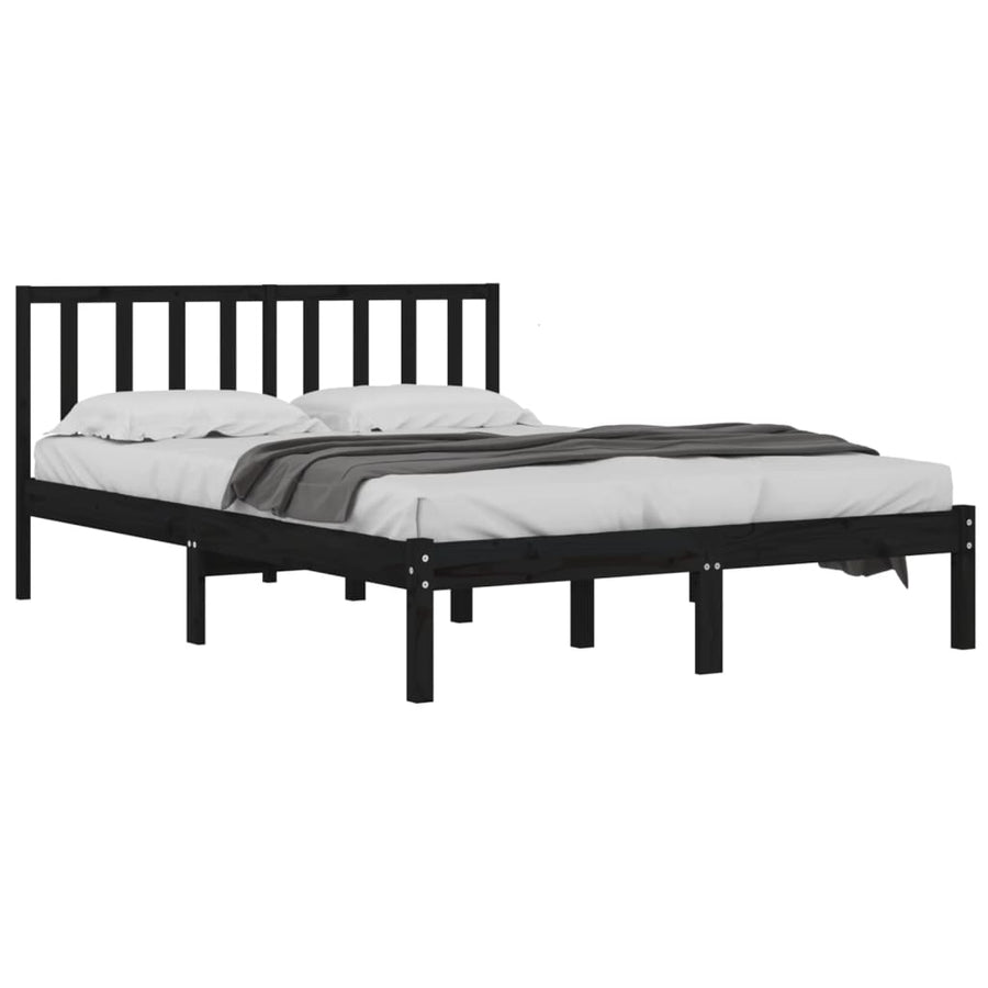 Bedframe Massief Grenenhout 200 x 200 cm Zwart