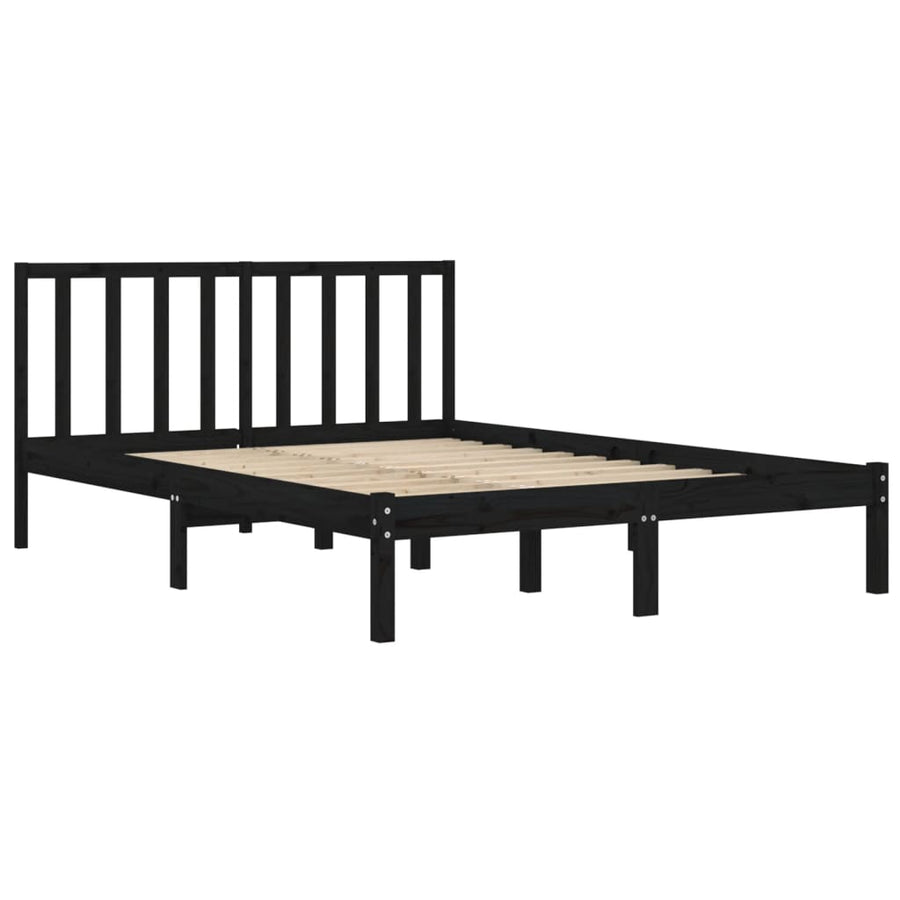 Bedframe Massief Grenenhout 200 x 200 cm Zwart
