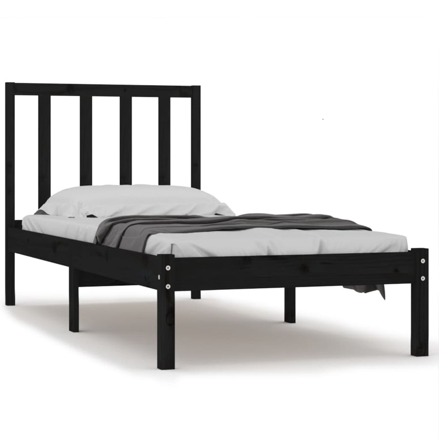 Bedframe Massief Grenenhout 2Ft6 Small Single 75 x 190 cm Zwart