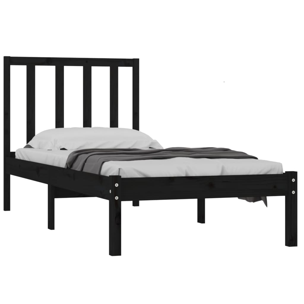 Bedframe Massief Grenenhout 2Ft6 Small Single 75 x 190 cm Zwart